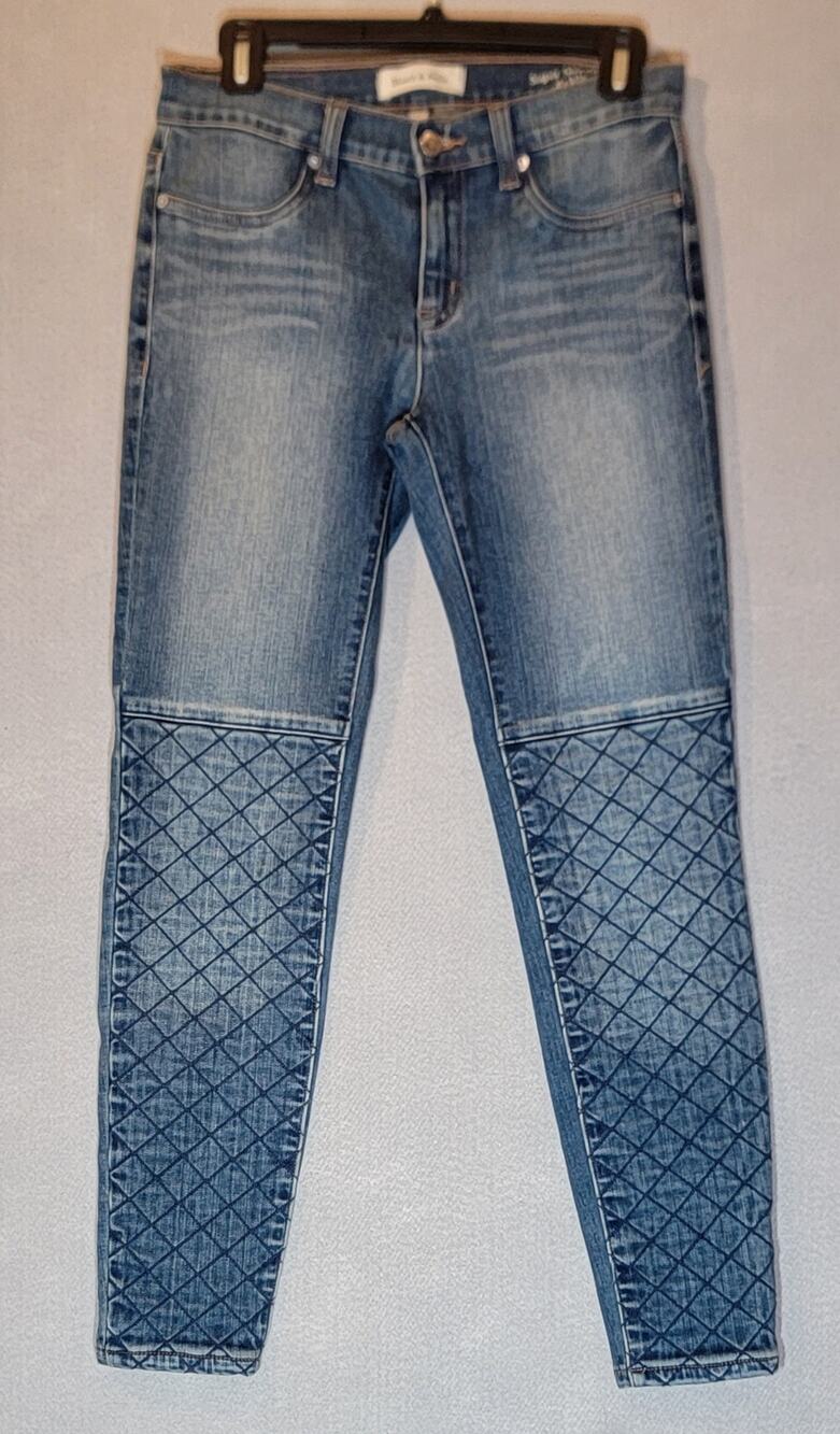 Henry & Belle Quilted Knee Super Skinny Ankle Jeans Medium Wash Denim Size 28